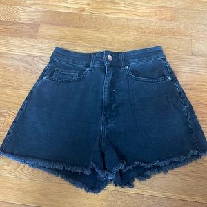 Black denim shorts